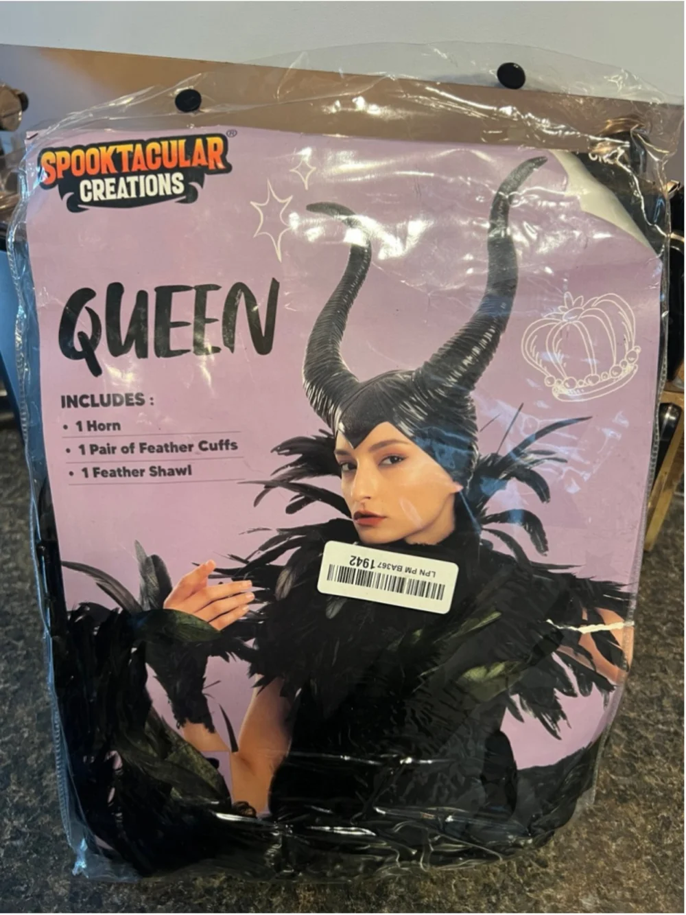 New Spooktacular Creations Evil Queen Set w/ Horn & Shawl Halloween Maleficent